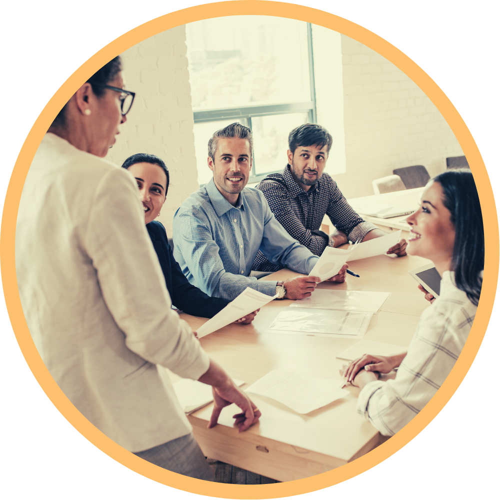 group of people discussing